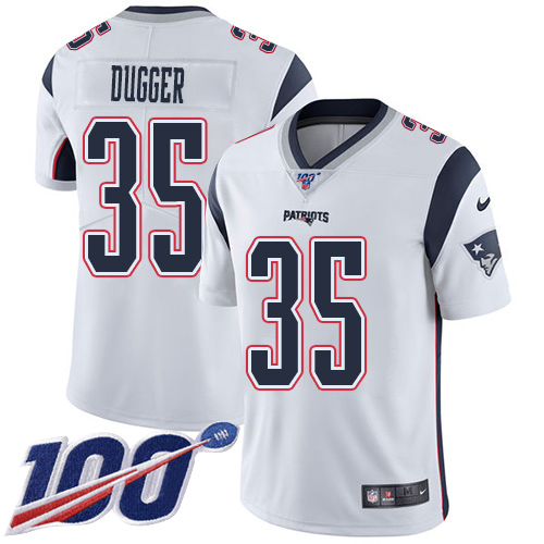 Nike Patriots #35 Kyle Dugger White Men's Stitched NFL 100th Season Vapor Untouchable Limited Jersey