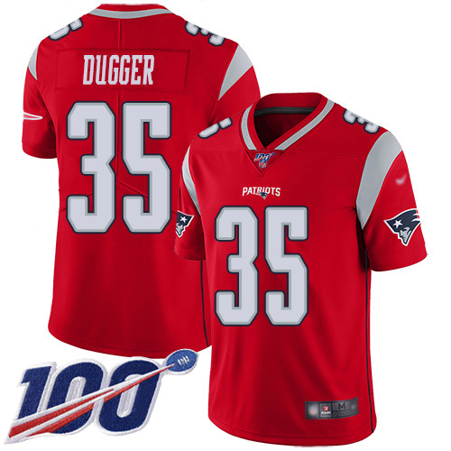Nike Patriots #35 Kyle Dugger Red Men's Stitched NFL Limited Inverted Legend 100th Season Jersey