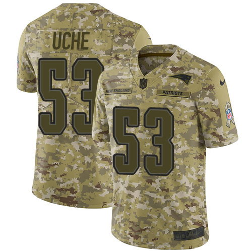 Nike Patriots #53 Josh Uche Camo Men's Stitched NFL Limited 2018 Salute To Service Jersey