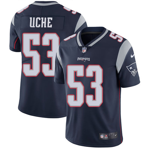Nike Patriots #53 Josh Uche Navy Blue Team Color Men's Stitched NFL Vapor Untouchable Limited Jersey