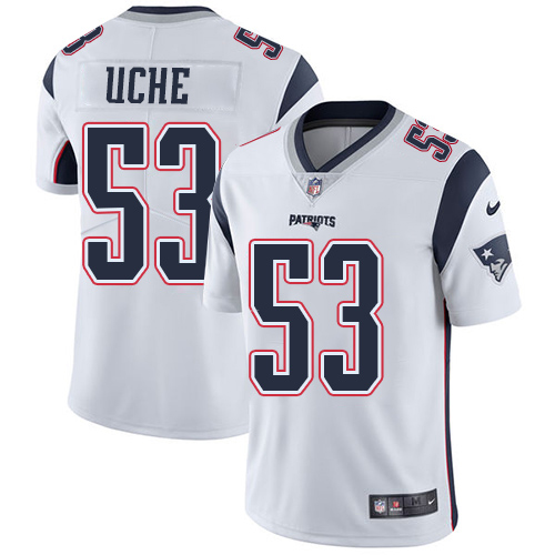 Nike Patriots #53 Josh Uche White Men's Stitched NFL Vapor Untouchable Limited Jersey