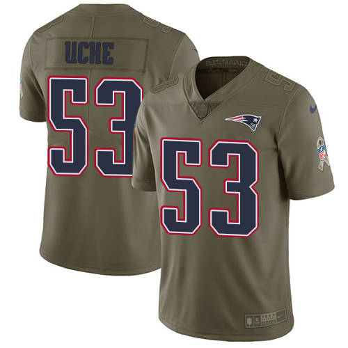 Nike Patriots #53 Josh Uche Olive Men's Stitched NFL Limited 2017 Salute To Service Jersey