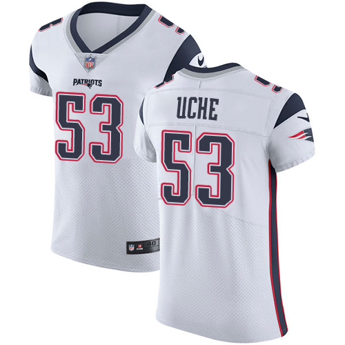 Nike Patriots #53 Josh Uche White Men's Stitched NFL New Elite Jersey