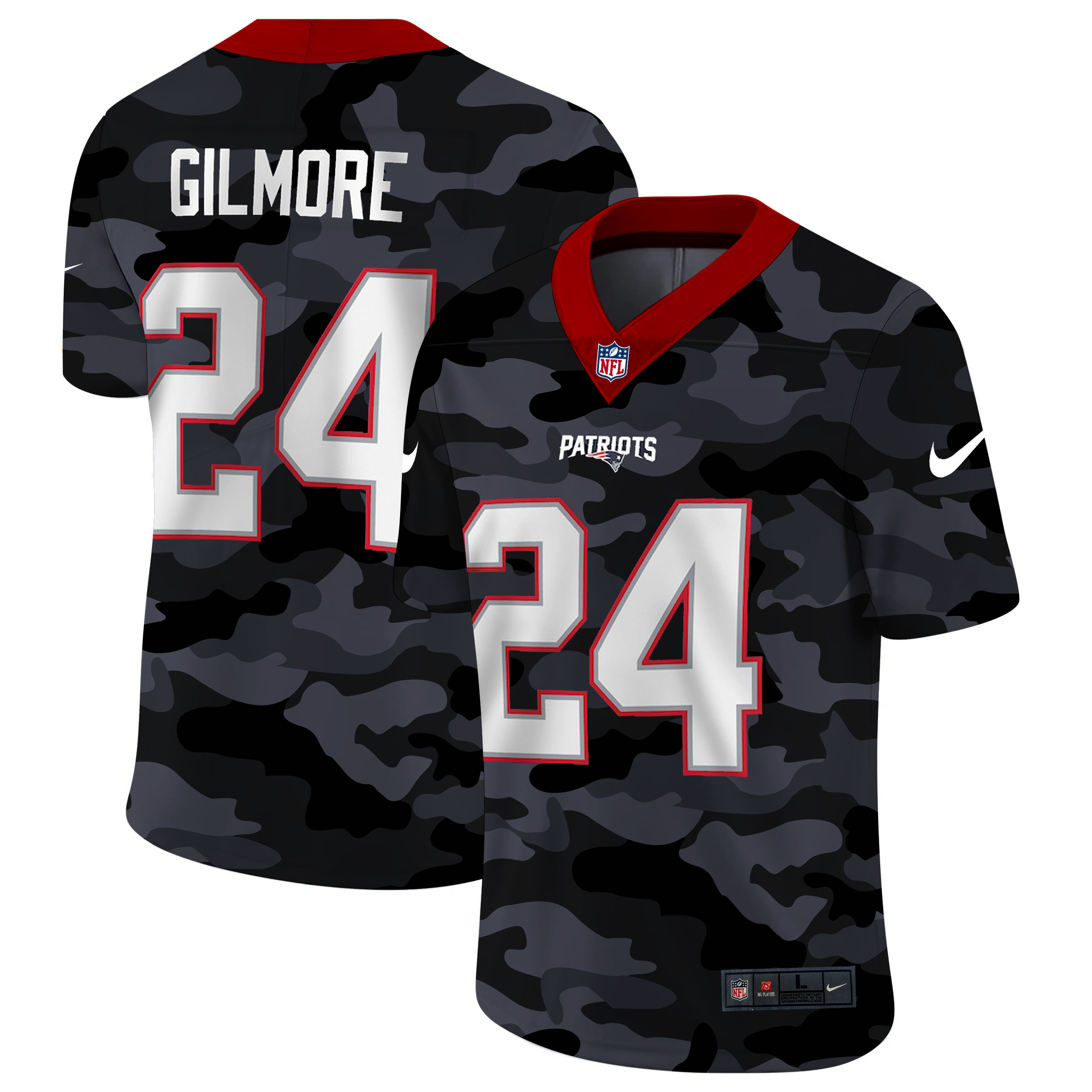New England Patriots #24 Stephon Gilmore Men's Nike 2020 Black CAMO Vapor Untouchable Limited Stitched NFL Jersey