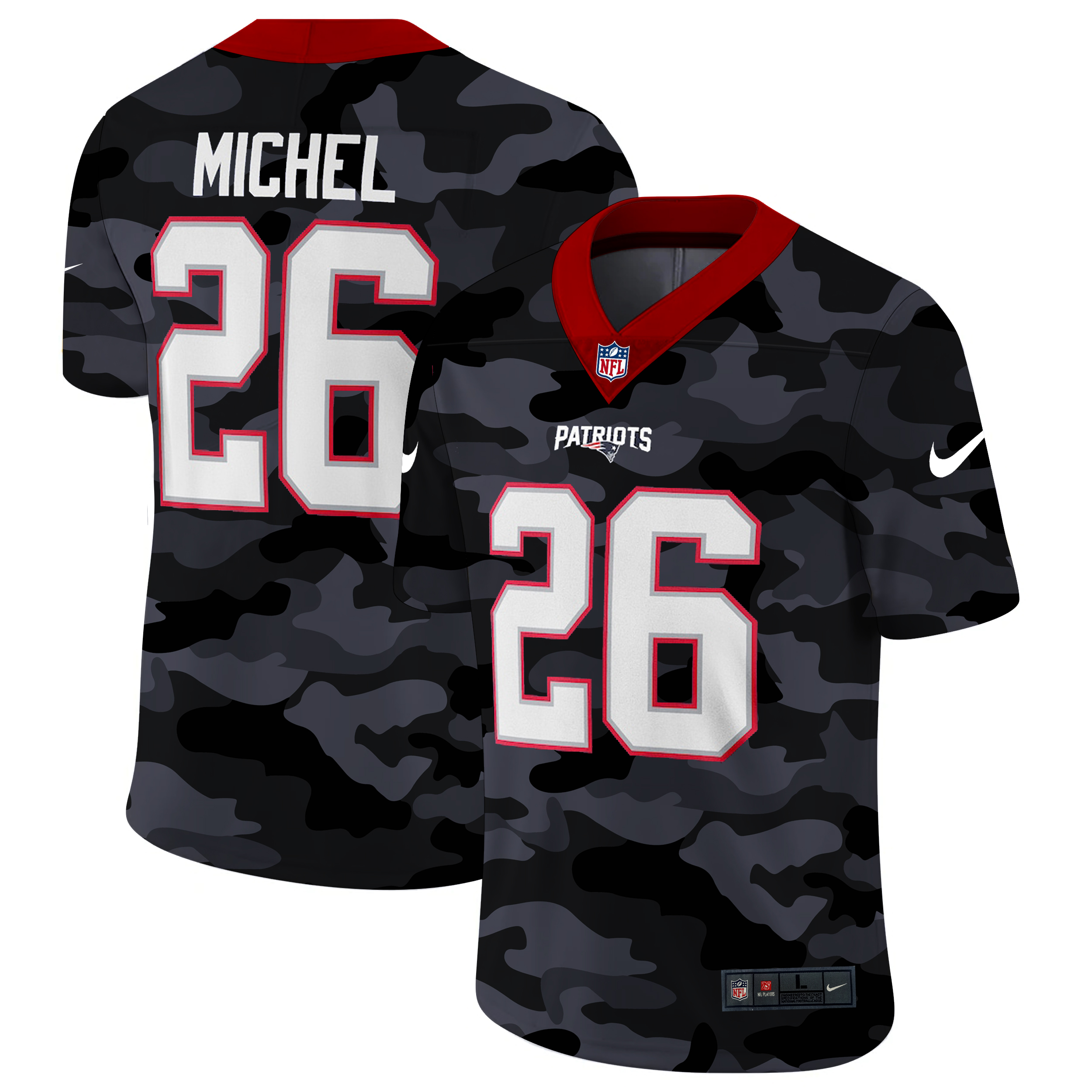 New England Patriots #26 Sony Michel Men's Nike 2020 Black CAMO Vapor Untouchable Limited Stitched NFL Jersey