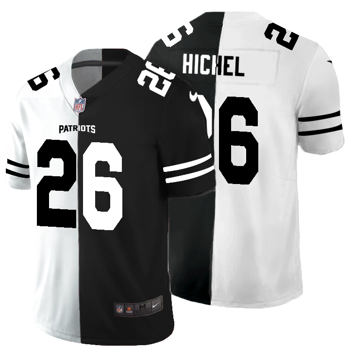 New England Patriots #26 Sony Michel Men's Black V White Peace Split Nike Vapor Untouchable Limited NFL Jersey