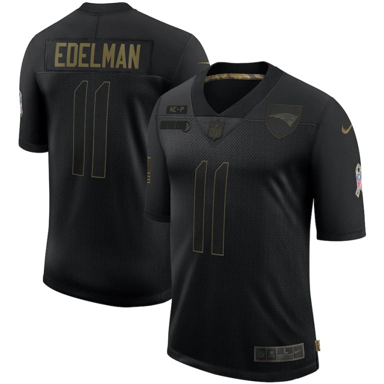 New England Patriots #11 Julian Edelman Nike 2020 Salute To Service Limited Jersey Black