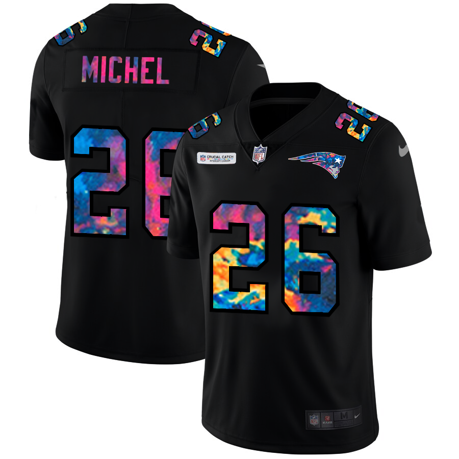 New England Patriots #26 Sony Michel Men's Nike Multi-Color Black 2020 NFL Crucial Catch Vapor Untouchable Limited Jersey