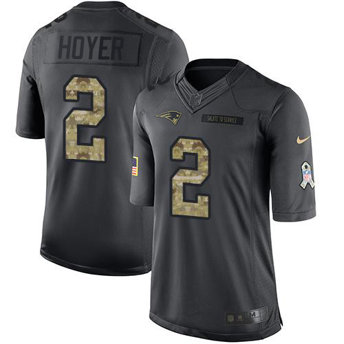 Nike Patriots #2 Brian Hoyer Black Men's Stitched NFL Limited 2016 Salute to Service Jersey