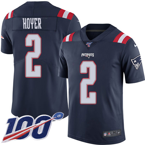 Nike Patriots #2 Brian Hoyer Navy Blue Men's Stitched NFL Limited Rush 100th Season Jersey