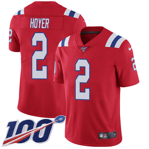 Nike Patriots #2 Brian Hoyer Red Alternate Men's Stitched NFL 100th Season Vapor Untouchable Limited Jersey