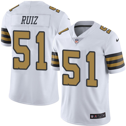 Nike Saints #51 Cesar Ruiz White Men's Stitched NFL Limited Rush Jersey