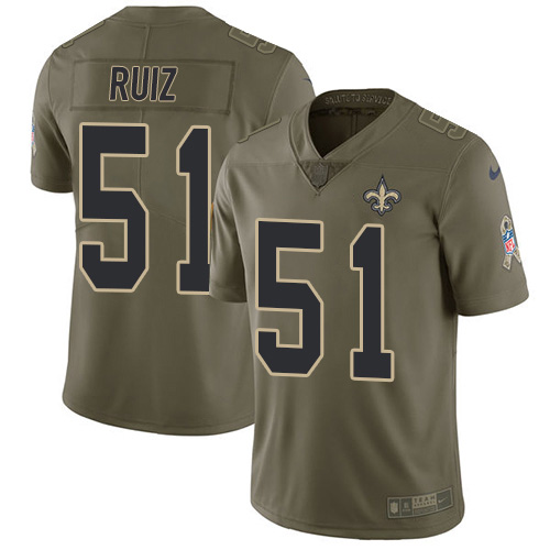 Nike Saints #51 Cesar Ruiz Olive Men's Stitched NFL Limited 2017 Salute To Service Jersey