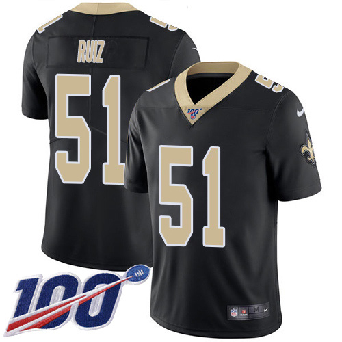 Nike Saints #51 Cesar Ruiz Black Team Color Men's Stitched NFL 100th Season Vapor Untouchable Limited Jersey