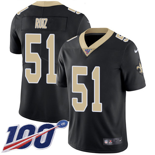 Nike Saints #51 Cesar Ruiz Black Team Color Men's Stitched NFL 100th Season Vapor Untouchable Limited Jersey Nike Saints #51 Cesar Ruiz Black Team Color Men's Stitched NFL 100th Season Vapor Untouchable Limited Jersey