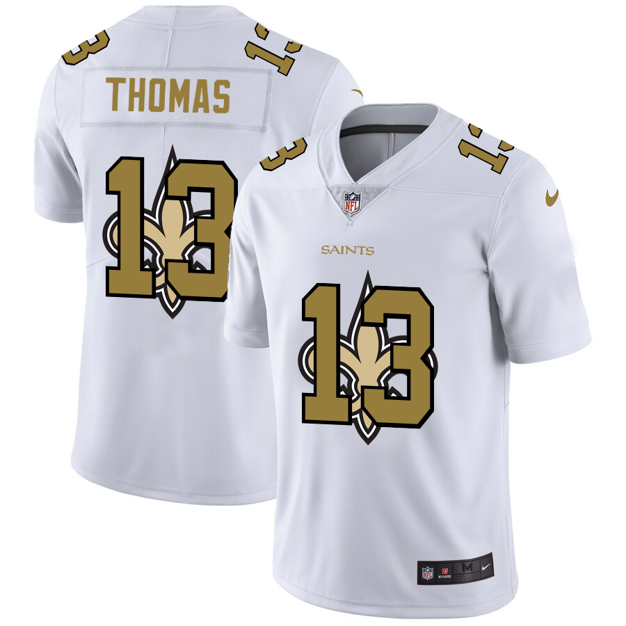 New Orleans Saints #13 Michael Thomas White Men's Nike Team Logo Dual Overlap Limited NFL Jersey