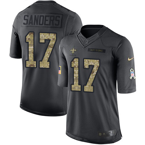 Nike Saints #17 Emmanuel Sanders Black Men's Stitched NFL Limited 2016 Salute to Service Jersey