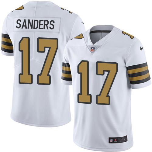 Nike Saints #17 Emmanuel Sanders White Men's Stitched NFL Limited Rush Jersey