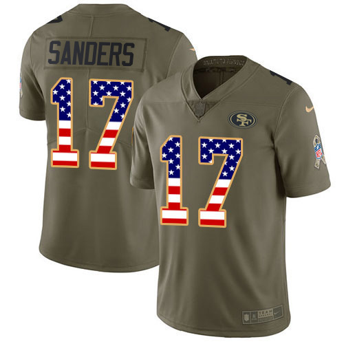 Nike Saints #17 Emmanuel Sanders Olive/USA Flag Men's Stitched NFL Limited 2017 Salute To Service Jersey