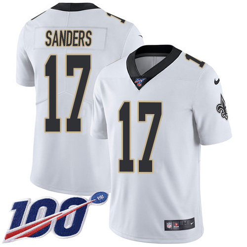 Nike Saints #17 Emmanuel Sanders White Men's Stitched NFL 100th Season Vapor Untouchable Limited Jersey