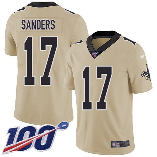 Nike Saints #17 Emmanuel Sanders Gold Men's Stitched NFL Limited Inverted Legend 100th Season Jersey