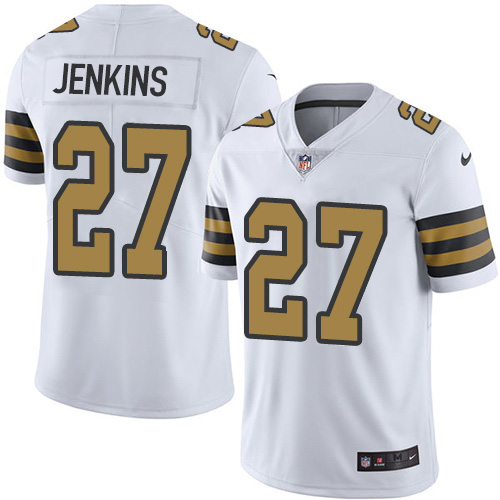 Nike Saints #27 Malcolm Jenkins White Men's Stitched NFL Limited Rush Jersey Nike Saints #27 Malcolm Jenkins White Men's Stitched NFL Limited Rush Jersey