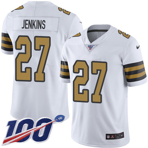 Nike Saints #27 Malcolm Jenkins White Men's Stitched NFL Limited Rush 100th Season Jersey