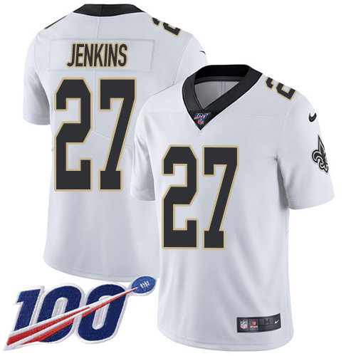 Nike Saints #27 Malcolm Jenkins White Men's Stitched NFL 100th Season Vapor Untouchable Limited Jersey