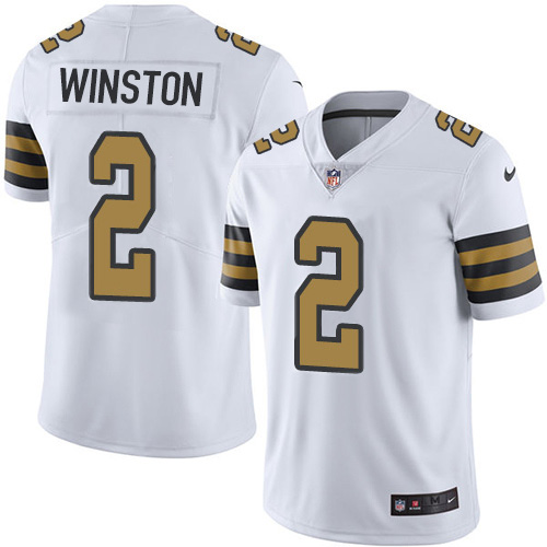 Nike Saints #2 Jameis Winston White Men's Stitched NFL Limited Rush Jersey