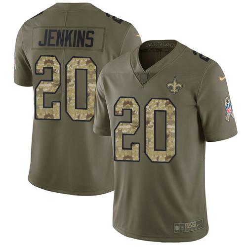 Nike Saints #20 Janoris Jenkins Olive/Camo Men's Stitched NFL Limited 2017 Salute To Service Jersey