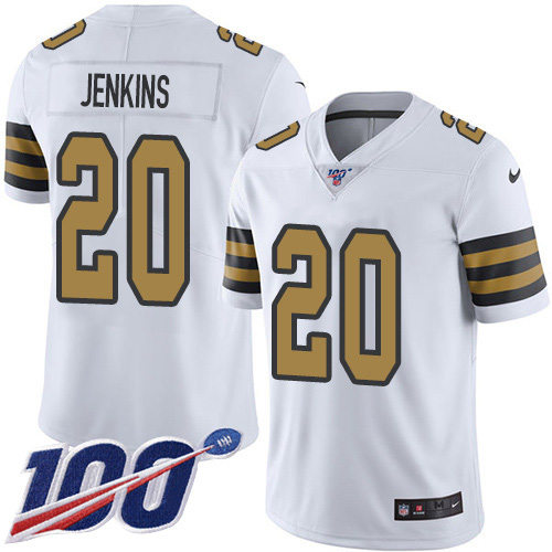 Nike Saints #20 Janoris Jenkins White Men's Stitched NFL Limited Rush 100th Season Jersey