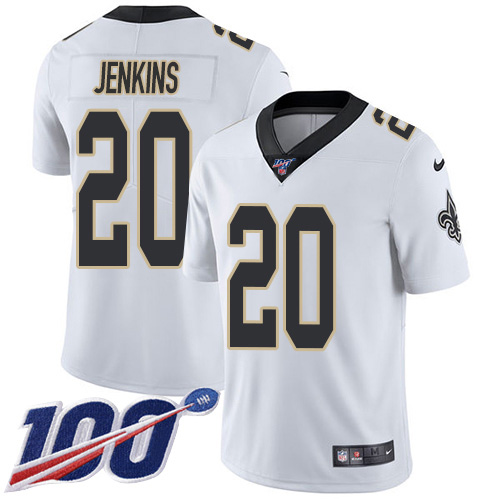 Nike Saints #20 Janoris Jenkins White Men's Stitched NFL 100th Season Vapor Untouchable Limited Jersey Nike Saints #20 Janoris Jenkins White Men's Stitched NFL 100th Season Vapor Untouchable Limited Jersey