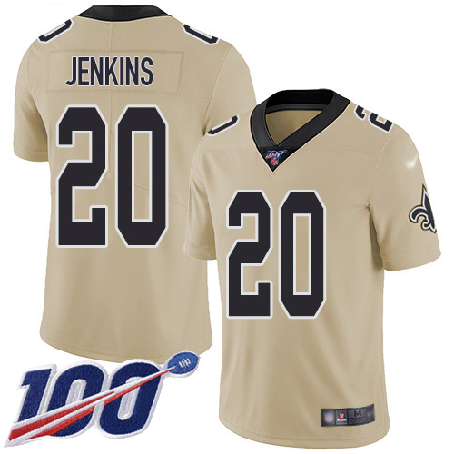 Nike Saints #20 Janoris Jenkins Gold Men's Stitched NFL Limited Inverted Legend 100th Season Jersey