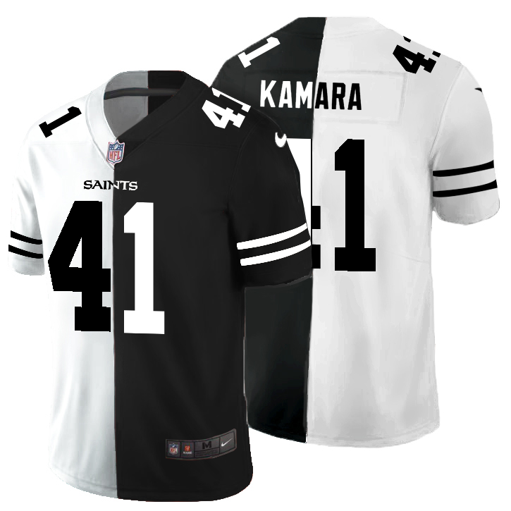 New Orleans Saints #41 Alvin Kamara Men's Black V White Peace Split Nike Vapor Untouchable Limited NFL Jersey