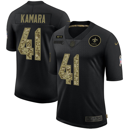 New Orleans Saints #41 Alvin Kamara Men's Nike 2020 Salute To Service Camo Limited NFL Jersey Black