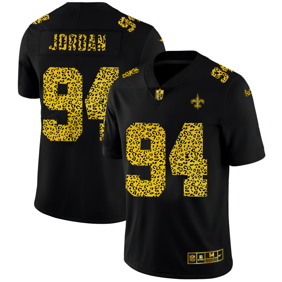 New Orleans Saints #94 Cameron Jordan Men's Nike Leopard Print Fashion Vapor Limited NFL Jersey Black