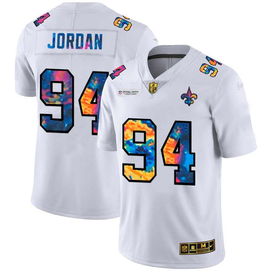 New Orleans Saints #94 Cameron Jordan Men's White Nike Multi-Color 2020 NFL Crucial Catch Limited NFL Jersey