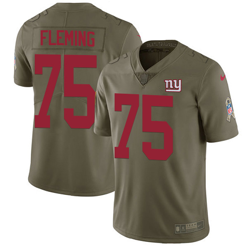 Nike Giants #75 Cameron Fleming Olive Men's Stitched NFL Limited 2017 Salute To Service Jersey