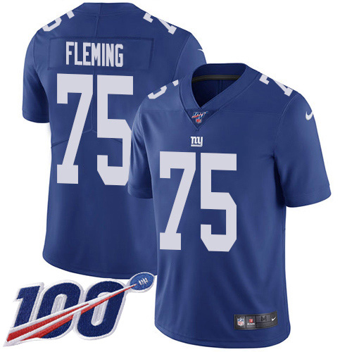 Nike Giants #75 Cameron Fleming Royal Blue Team Color Men's Stitched NFL 100th Season Vapor Untouchable Limited Jersey
