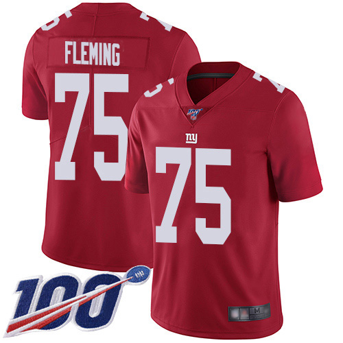 Nike Giants #75 Cameron Fleming Red Men's Stitched NFL Limited Inverted Legend 100th Season Jersey