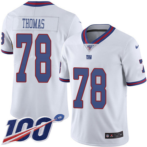 Nike Giants #78 Andrew Thomas White Men's Stitched NFL Limited Rush 100th Season Jersey