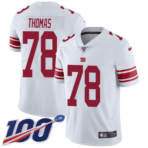 Nike Giants #78 Andrew Thomas White Men's Stitched NFL 100th Season Vapor Untouchable Limited Jersey