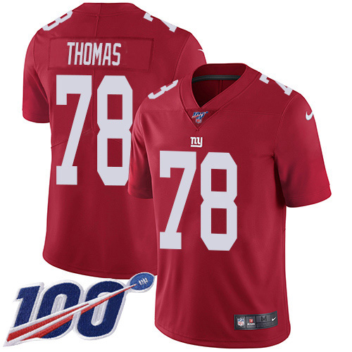 Nike Giants #78 Andrew Thomas Red Alternate Men's Stitched NFL 100th Season Vapor Untouchable Limited Jersey Nike Giants #78 Andrew Thomas Red Alternate Men's Stitched NFL 100th Season Vapor Untouchable Limited Jersey