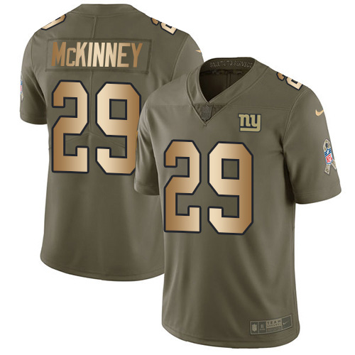 Nike Giants #29 Xavier McKinney Olive/Gold Men's Stitched NFL Limited 2017 Salute To Service Jersey