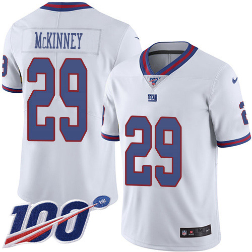Nike Giants #29 Xavier McKinney White Men's Stitched NFL Limited Rush 100th Season Jersey