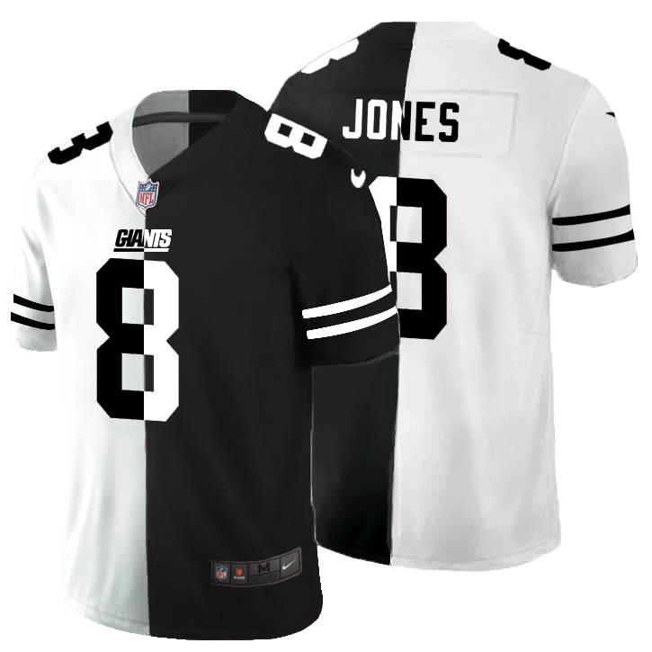 New York Giants #8 Daniel Jones Men's Black V White Peace Split Nike Vapor Untouchable Limited NFL Jersey