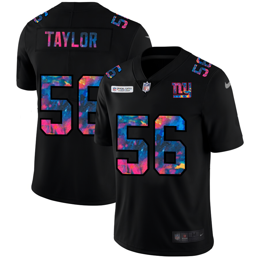 New York Giants #56 Lawrence Taylor Men's Nike Multi-Color Black 2020 NFL Crucial Catch Vapor Untouchable Limited Jersey