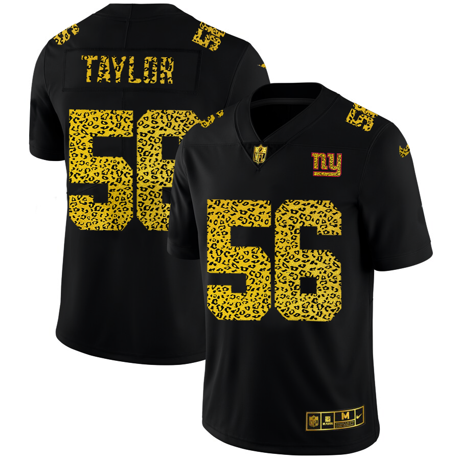 New York Giants #56 Lawrence Taylor Men's Nike Leopard Print Fashion Vapor Limited NFL Jersey Black