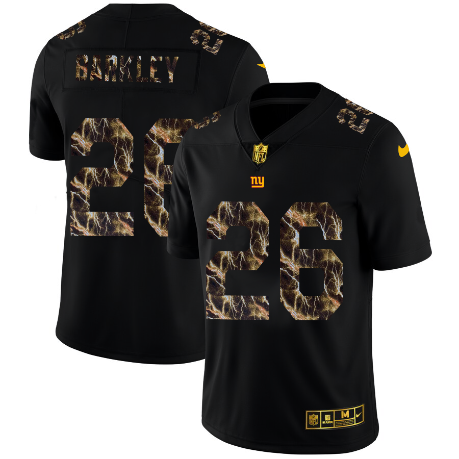 New York Giants #26 Saquon Barkley Men's Black Nike Flocked Lightning Vapor Limited NFL Jersey