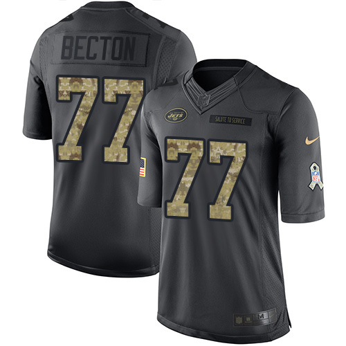 Nike Jets #77 Mekhi Becton Black Men's Stitched NFL Limited 2016 Salute to Service Jersey
